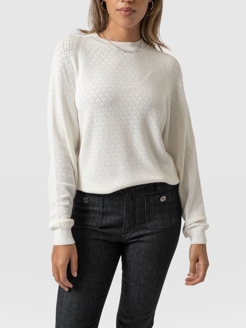 Diamond Knit sweater White - Women's Sweaters | Saint + Sofia® USA