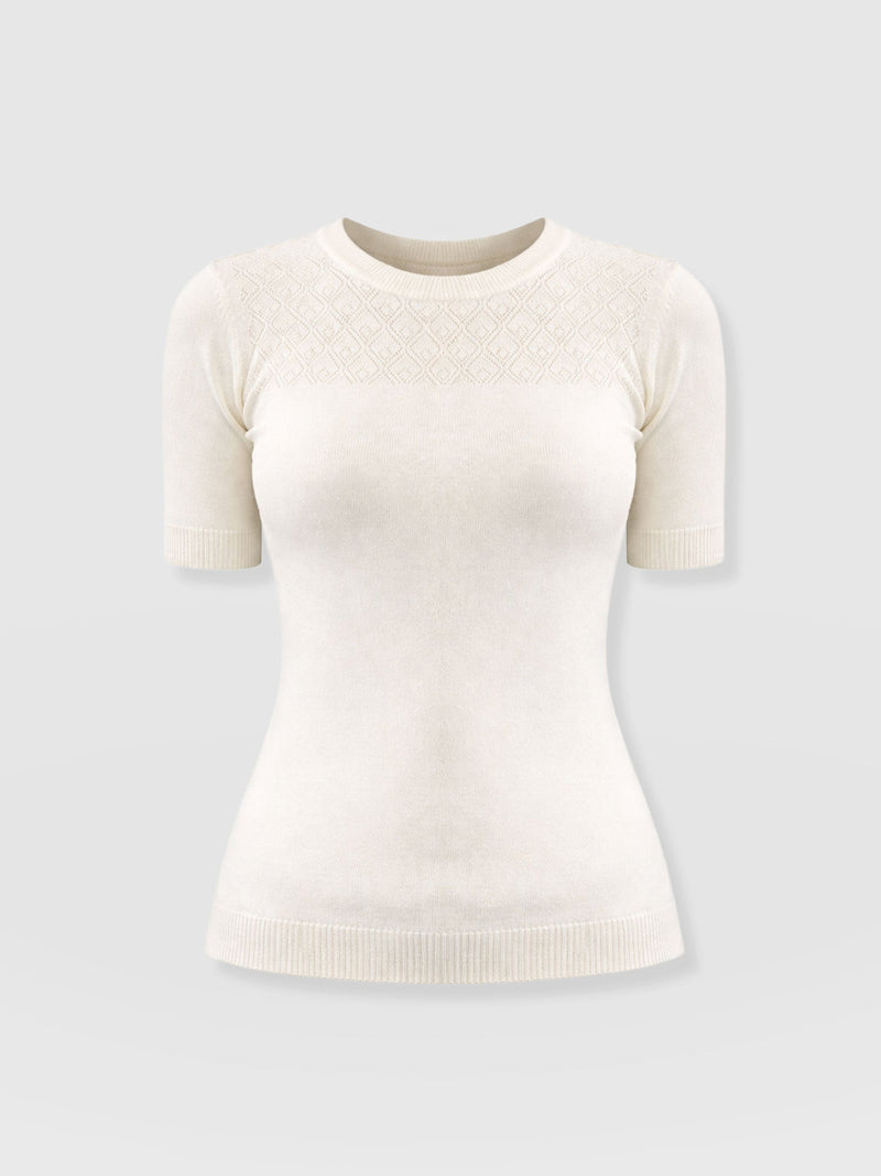 Diamond Knit Tee - Cream - Women's Sweaters | Saint + Sofia® USA