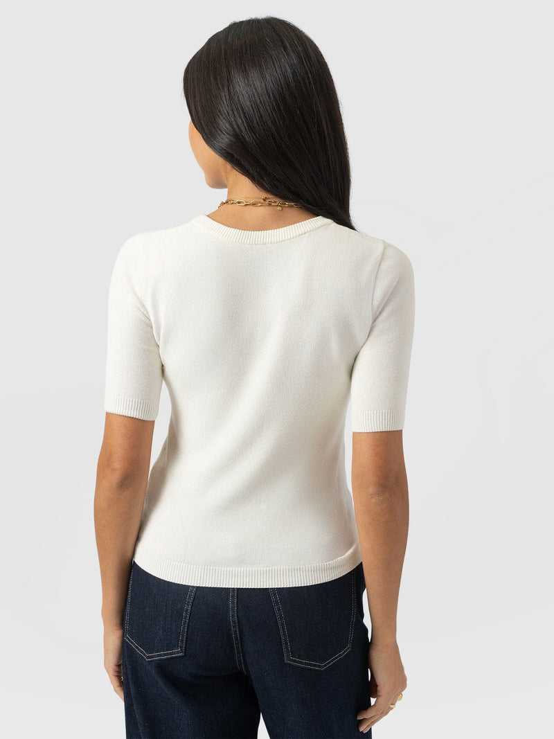 Diamond Knit Tee - Cream - Women's Sweaters | Saint + Sofia® USA