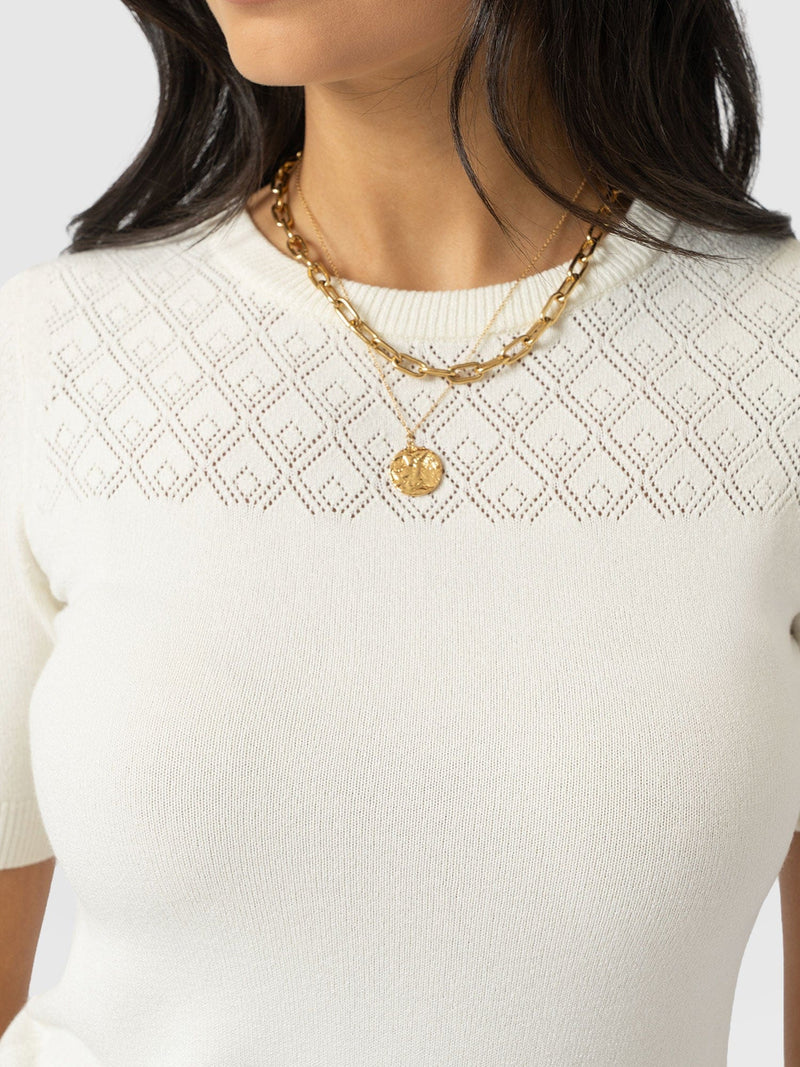 Diamond Knit Tee - Cream - Women's Sweaters | Saint + Sofia® USA