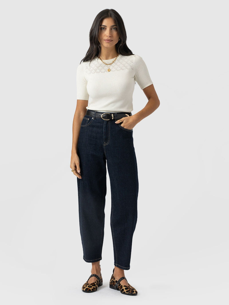 Diamond Knit Tee - Cream - Women's Sweaters | Saint + Sofia® USA