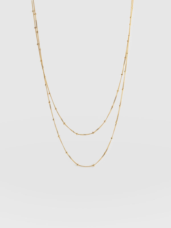 Double Ball Chain Necklace Gold - Women's Jewellery | Saint + Sofia® USA