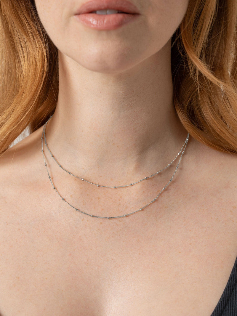 Double Ball Chain Necklace Silver - Women's Jewellery | Saint + Sofia® USA