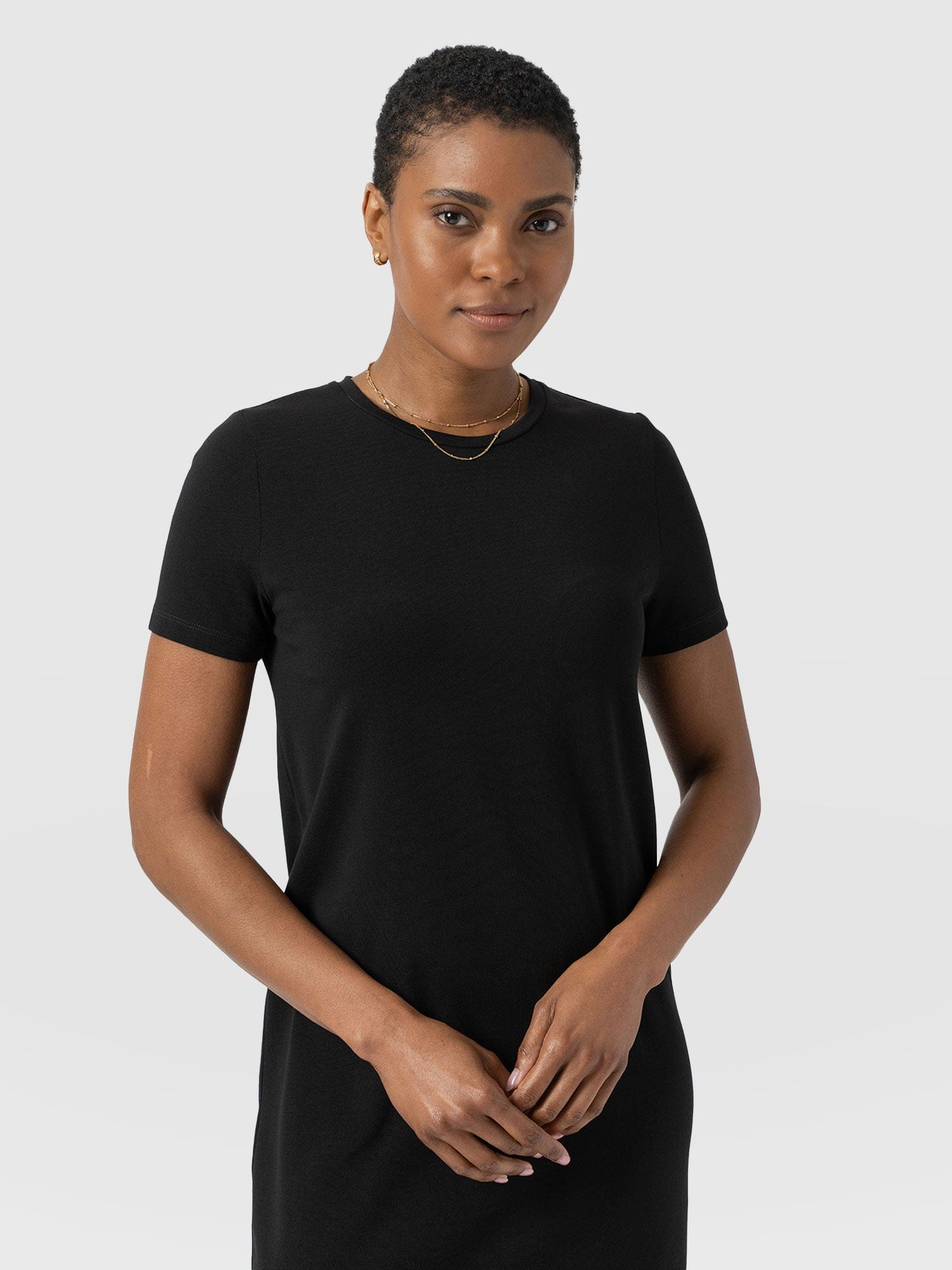 t shirt dress midi length Saint + Sofia Easy T-Shirt Midi Dress - Black