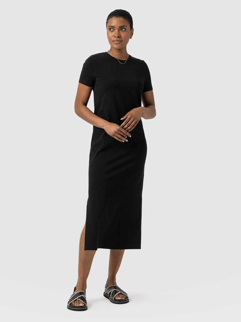 Easy T-Shirt Midi Dress - Black - Women's Dresss | Saint + Sofia® USA