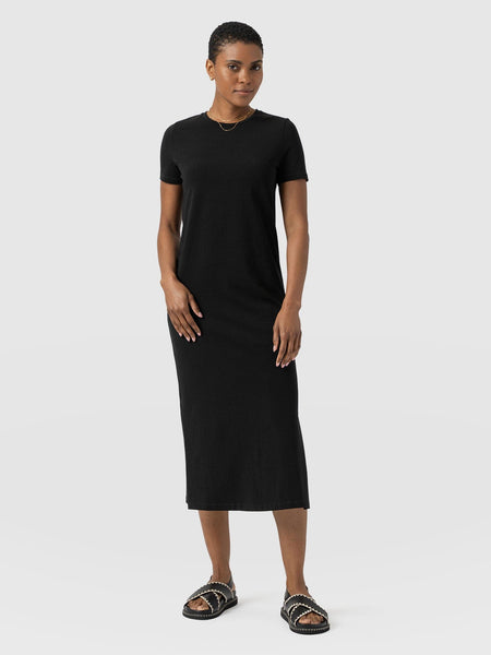 man t shirt dress Saint + Sofia Easy T-Shirt Midi Dress - Black