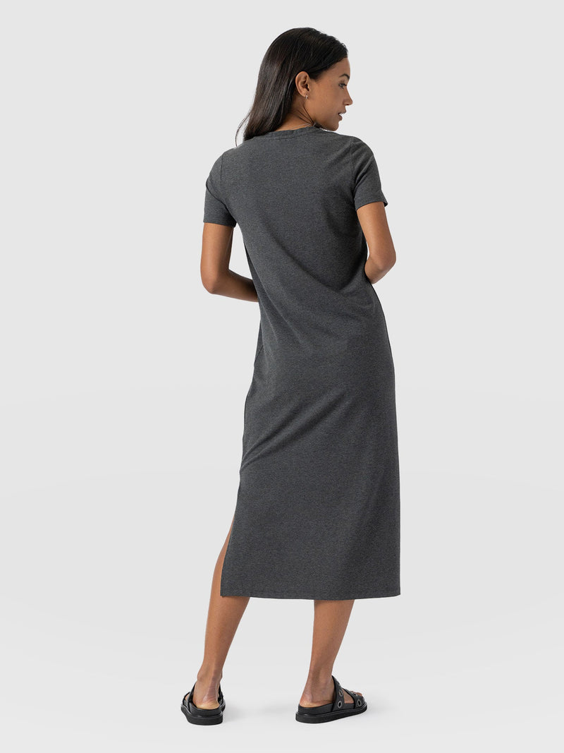 Easy T-Shirt Midi Dress - Charcoal - Women's Dresss | Saint + Sofia® USA