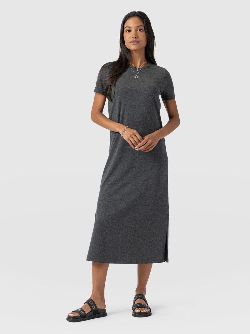 Easy T-Shirt Midi Dress - Charcoal - Women's Dresss | Saint + Sofia® USA