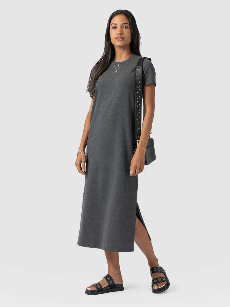 Easy T-Shirt Midi Dress - Charcoal - Women's Dresss | Saint + Sofia® USA