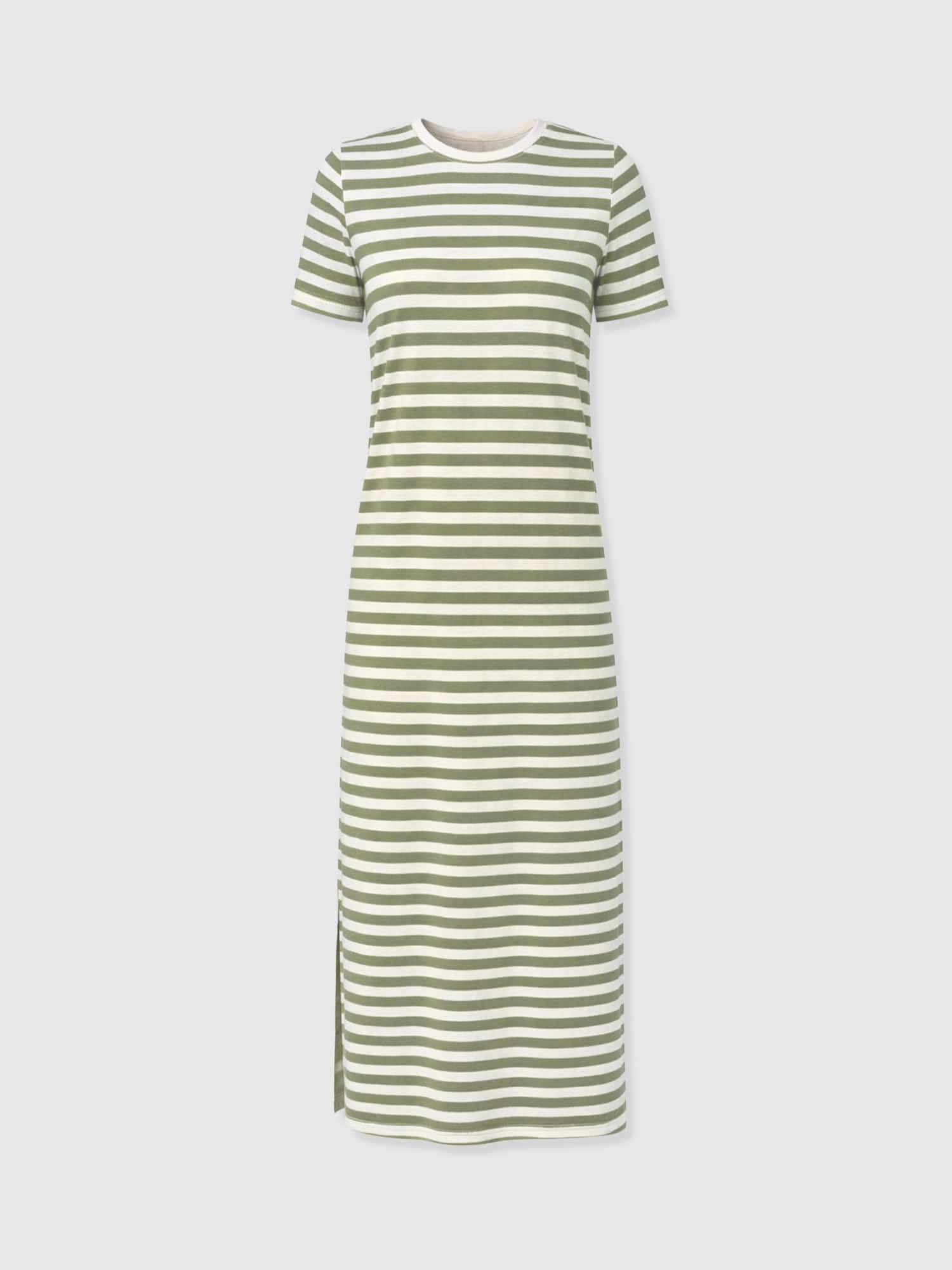Easy T - Shirt Midi Dress - Green Stripe - Women's Dresses | Saint + Sofia® USA