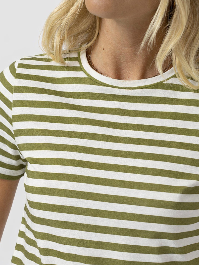 Easy T - Shirt Midi Dress - Green Stripe - Women's Dresses | Saint + Sofia® USA