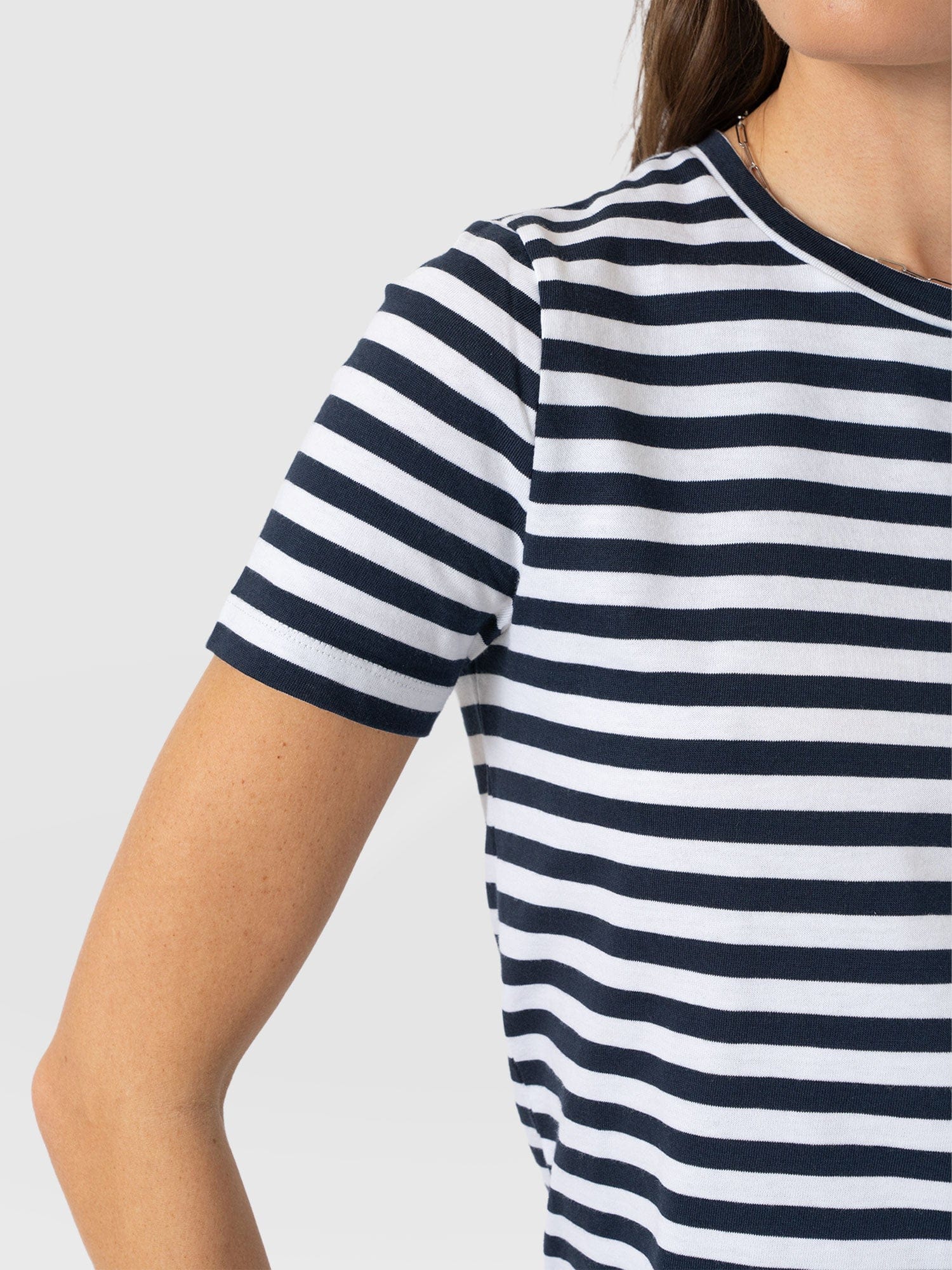 Easy T - Shirt Midi Dress - Navy Stripe - Women's Dresses | Saint and Sofia® USA