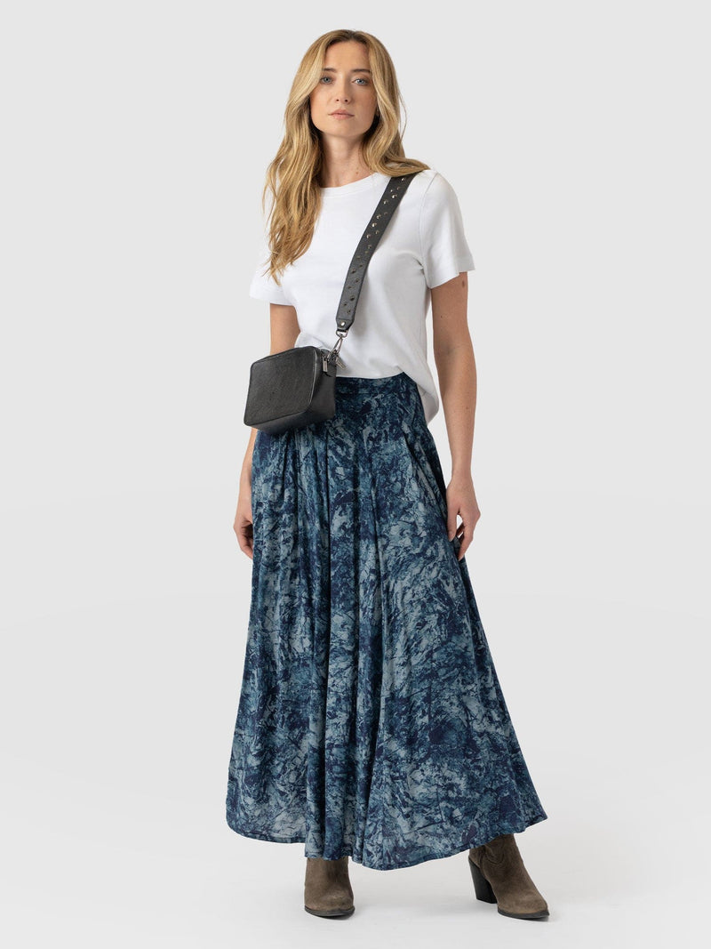 Eliza Pleated Skirt Blue Marble - Women's Skirts | Saint + Sofia® US