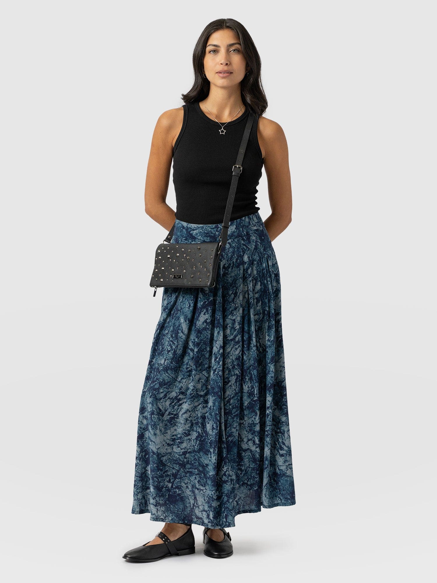 Eliza Pleated Skirt Blue Marble - Women's Skirts | Saint + Sofia® US