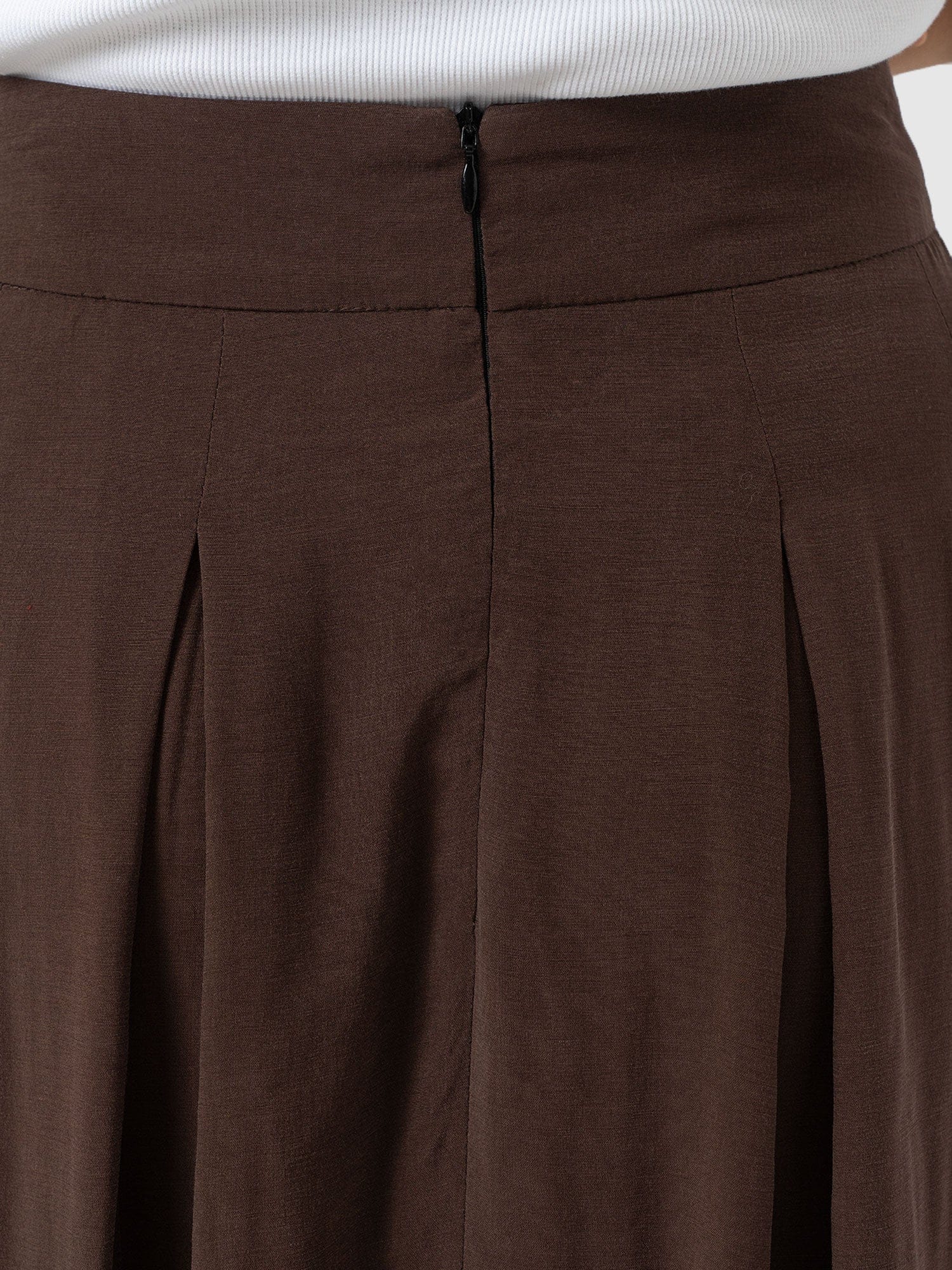 Eliza Pleated Skirt - Brown - Women's Skirts | Saint + Sofia® USA
