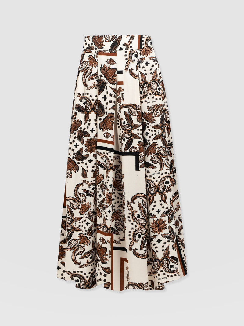 Eliza Pleated Skirt - Cream Paisley - Women's Skirts | Saint + Sofia? USA