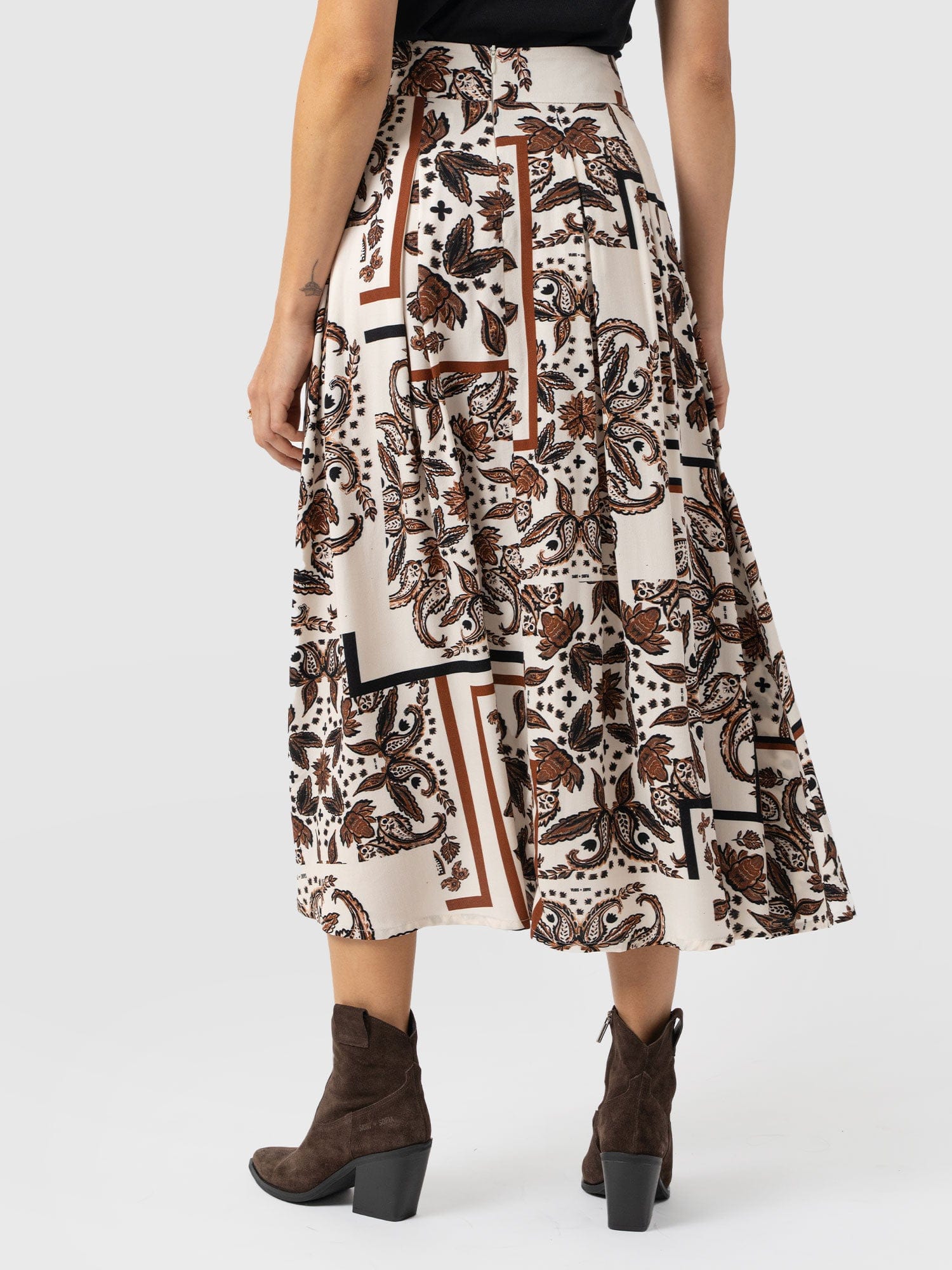 Eliza Pleated Skirt - Cream Paisley - Women's Skirts | Saint + Sofia? USA