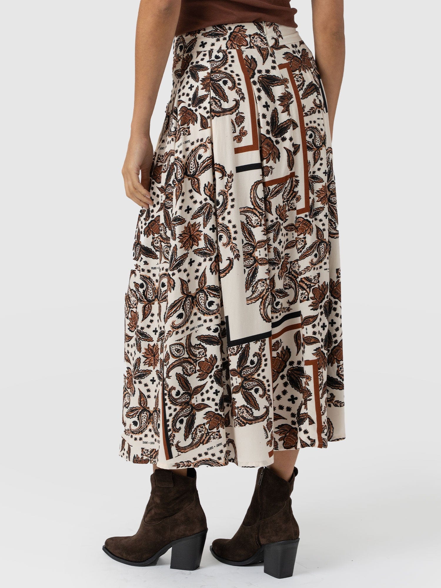 Eliza Pleated Skirt - Cream Paisley - Women's Skirts | Saint + Sofia? USA