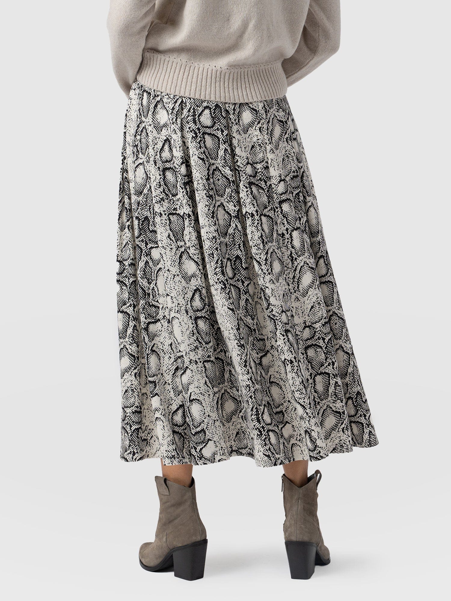 Eliza Pleated Skirt Cream Snake  - Women's Skirts | Saint + Sofia® US