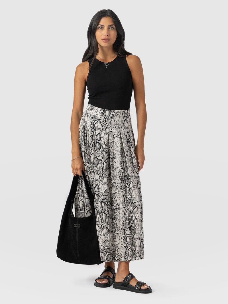 Eliza Pleated Skirt Cream Snake  - Women's Skirts | Saint + Sofia® US