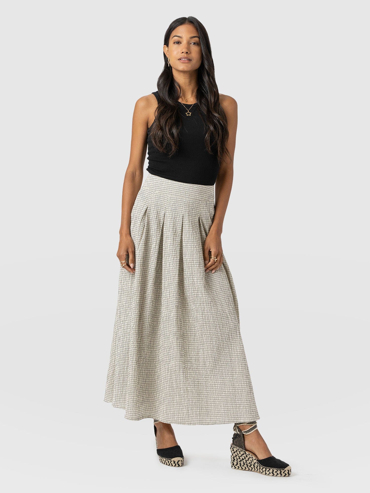 Eliza Pleated Skirt - Gingham - Women's Skirts | Saint + Sofia® USA