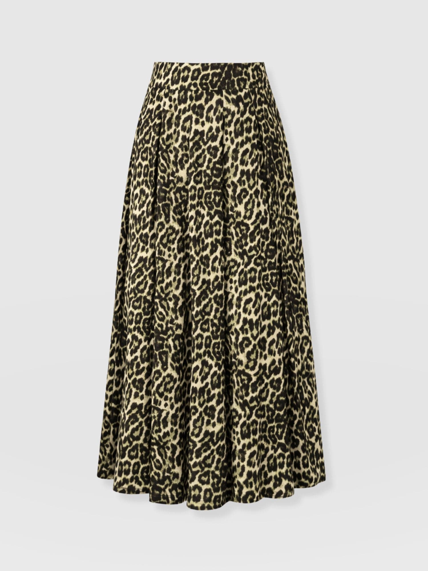 Eliza Pleated Skirt - Green Leopard - Women's Skirts | Saint and Sofia® USA