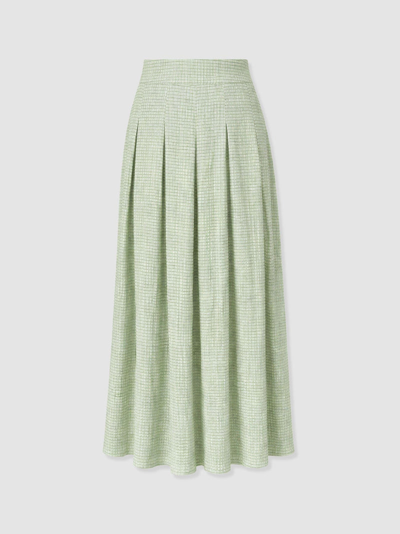 Eliza Pleated Skirt - Mint Gingham - Women's Skirts | Saint + Sofia® USA