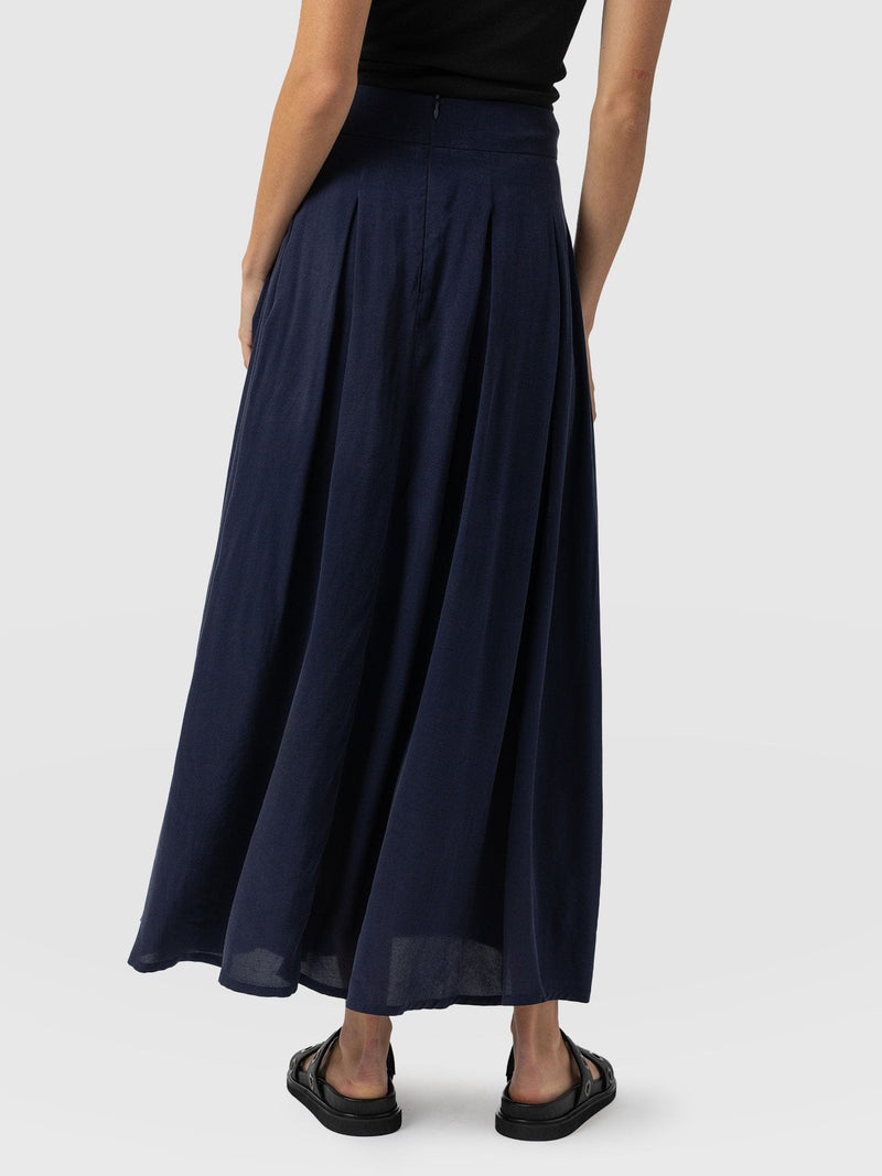 Eliza Pleated Skirt - Navy