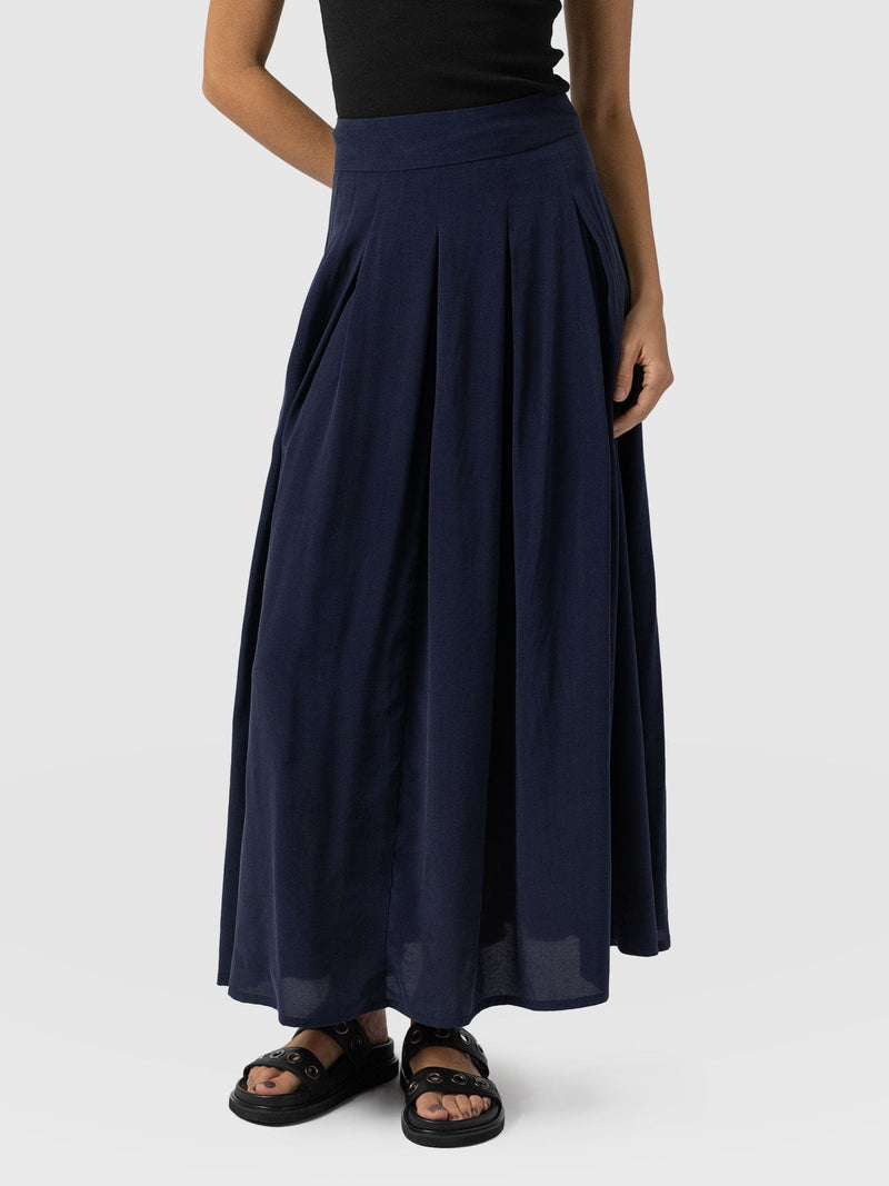 Eliza Pleated Skirt - Navy