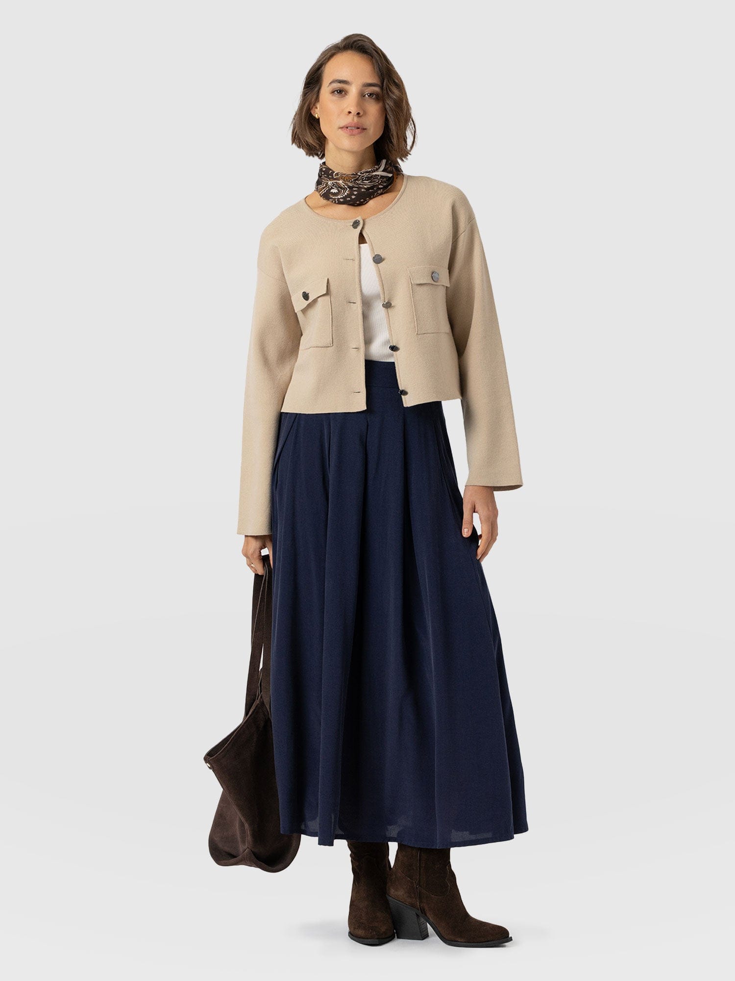 Eliza Pleated Skirt Navy - Women's Skirts | Saint + Sofia® US