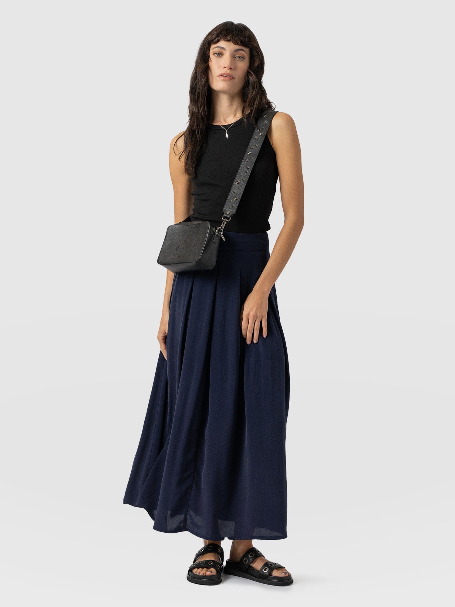 Eliza Pleated Skirt Navy - Women's Skirts | Saint + Sofia® US