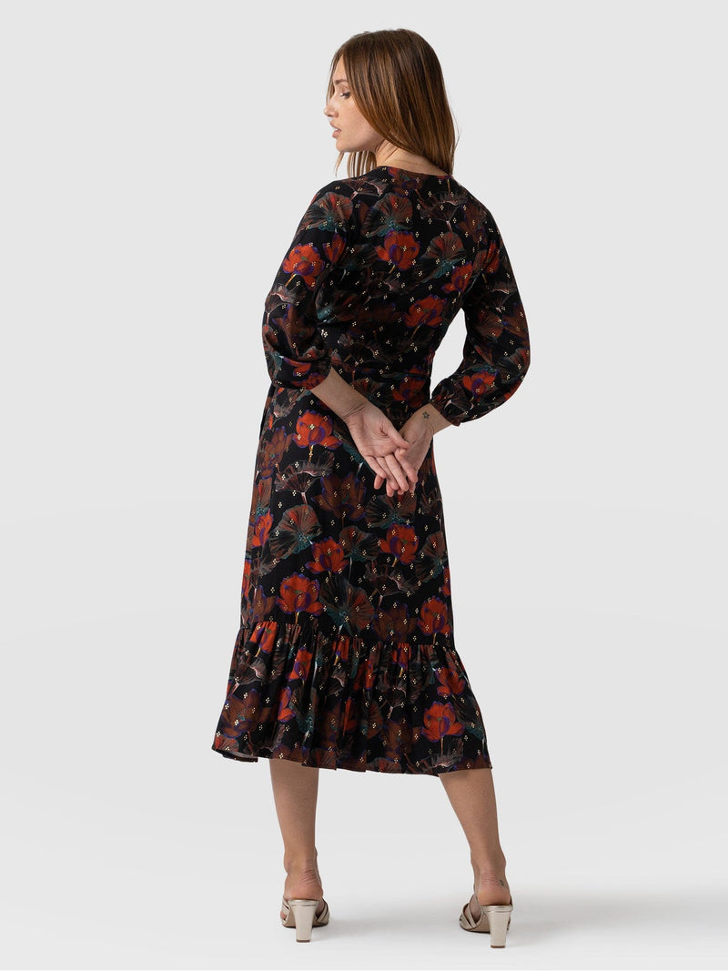 Eliza Wrap Dress Red Flora - Women's Dresses | Saint + Sofia® USA