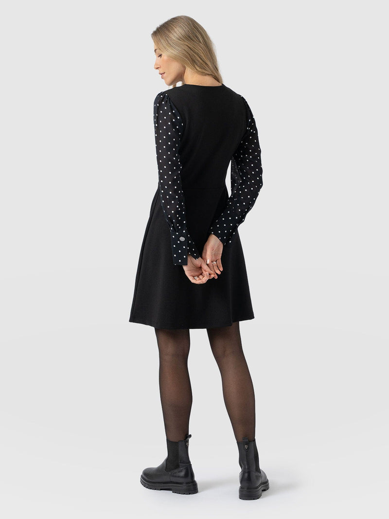Ella Fit & Flare Dress - Black Polka Dot - Women's Dresses | Saint + Sofia® USA