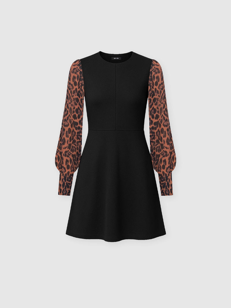 Ella Fit & Flare Dress - Brown Leopard - Women's Dresses | Saint + Sofia® USA