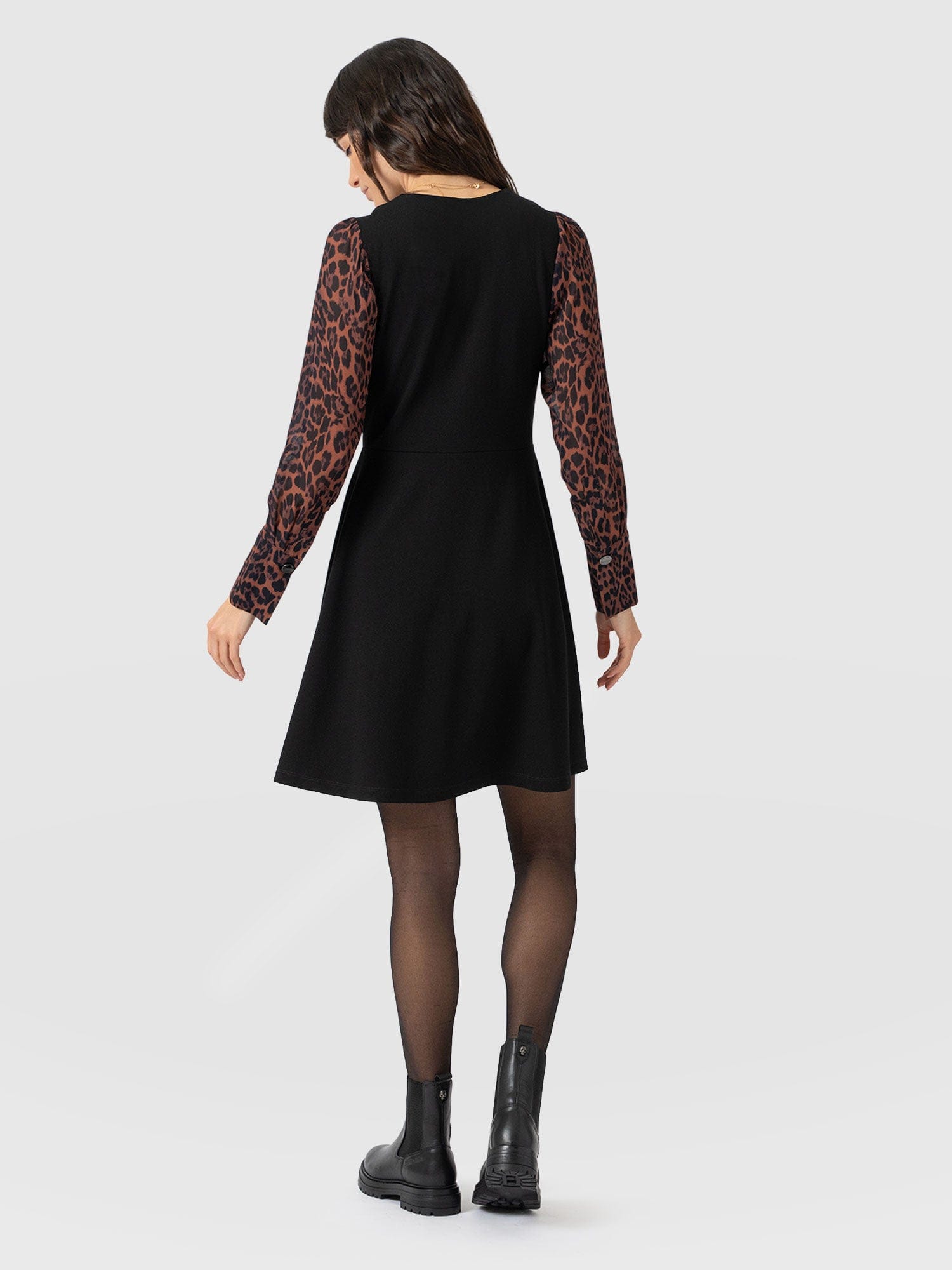 Ella Fit & Flare Dress - Brown Leopard - Women's Dresses | Saint + Sofia® USA