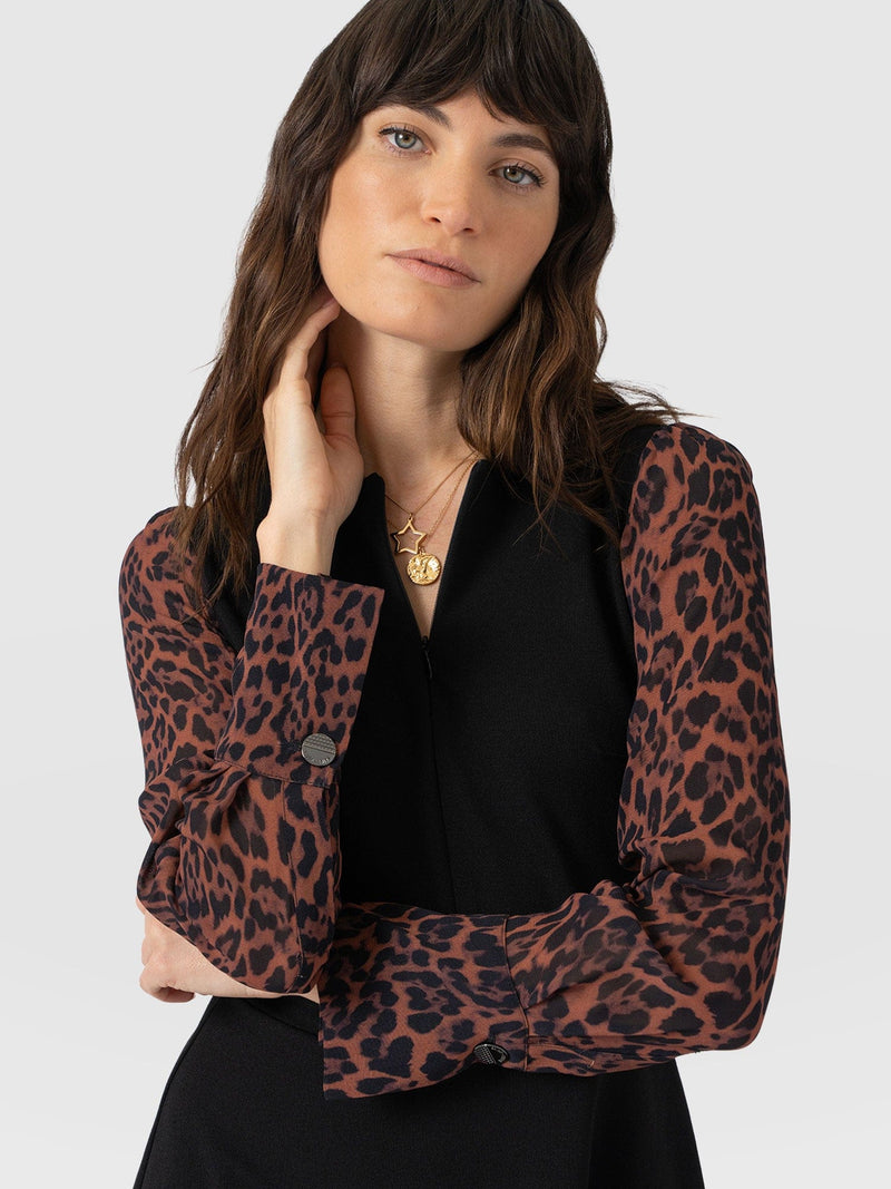 Ella Fit & Flare Dress - Brown Leopard - Women's Dresses | Saint + Sofia® USA
