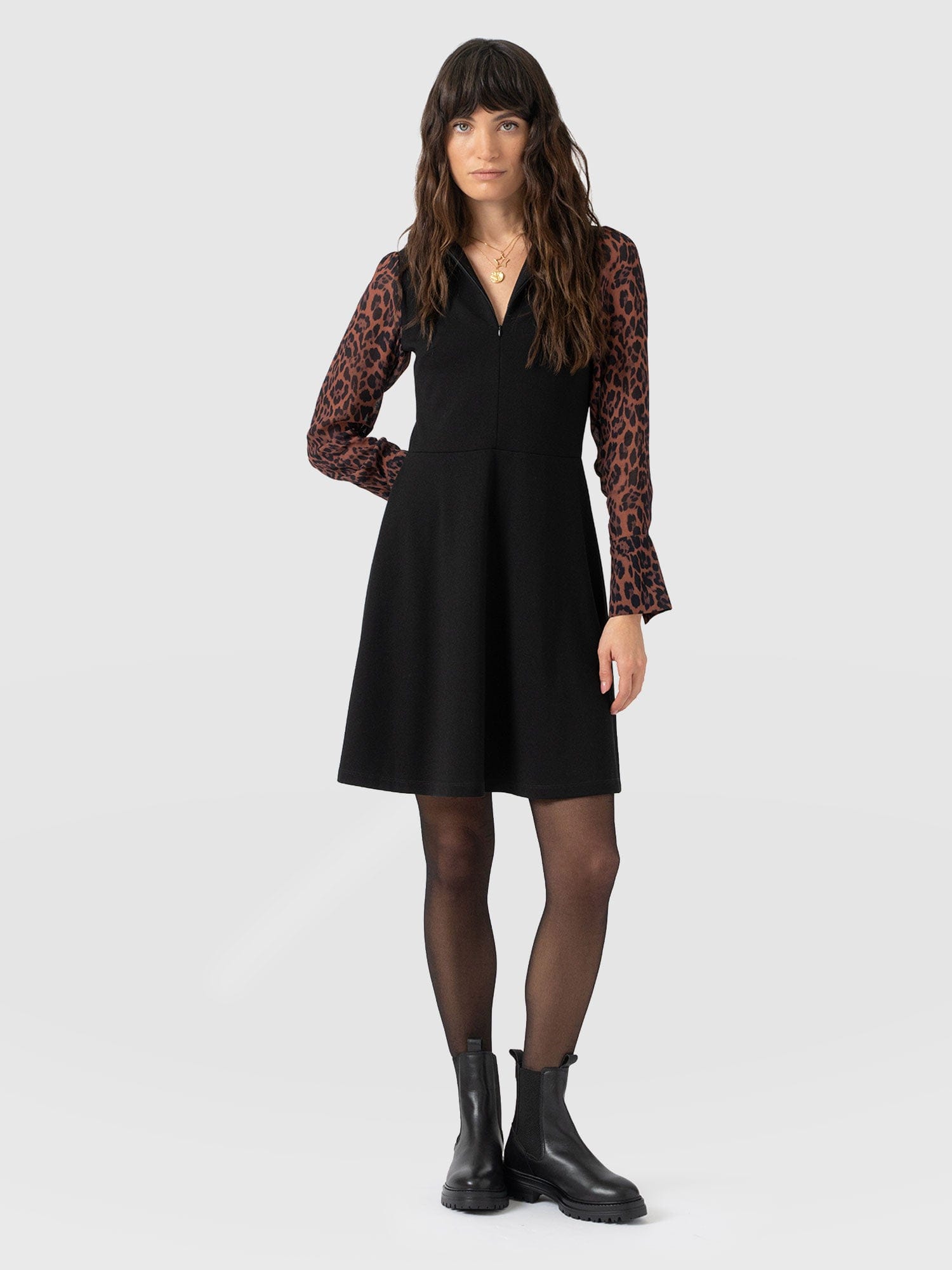 Ella Fit & Flare Dress - Brown Leopard - Women's Dresses | Saint + Sofia® USA