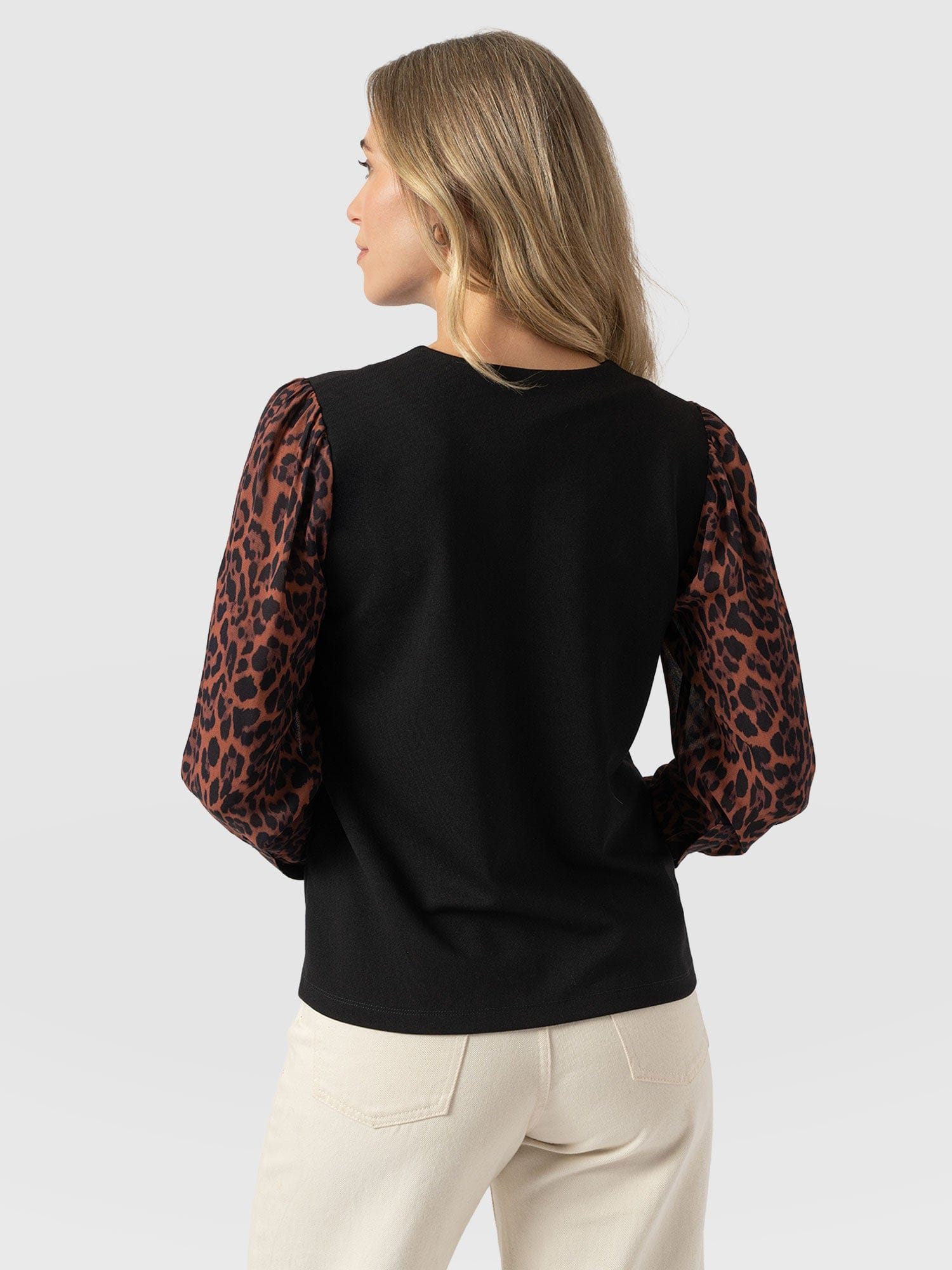 Ella Zip Up Top - Brown Leopard - Women's T-shirts | Saint + Sofia® USA
