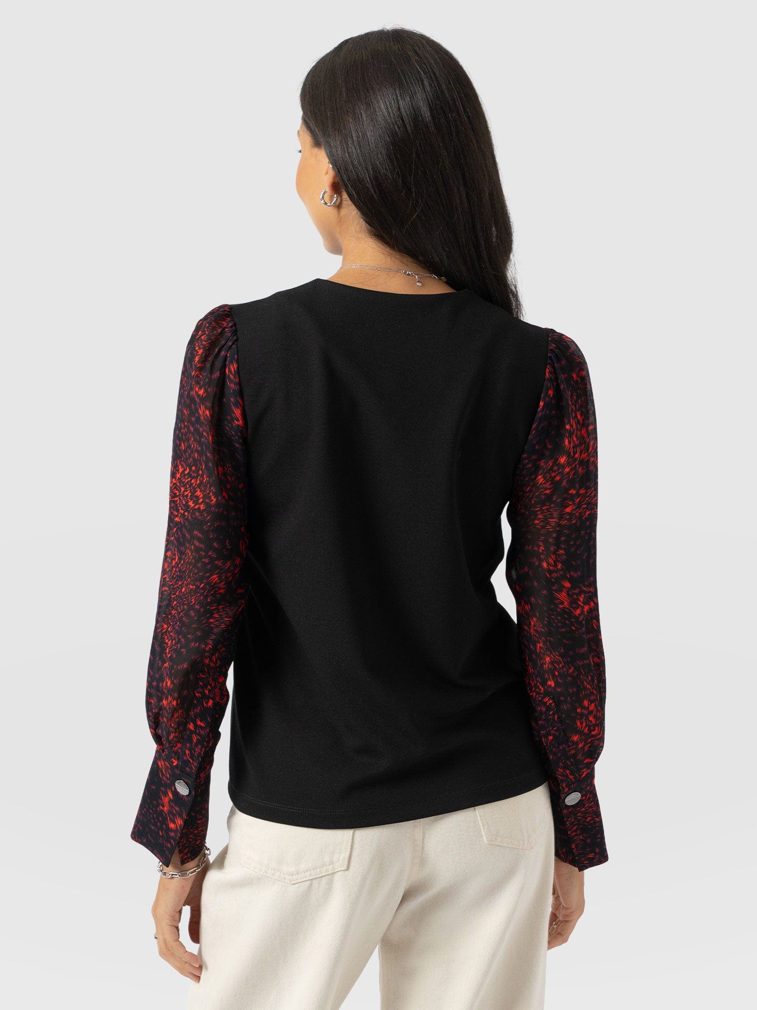 Ella Zip Up Top - Red Fade Spot - Women's T-shirts | Saint + Sofia® USA