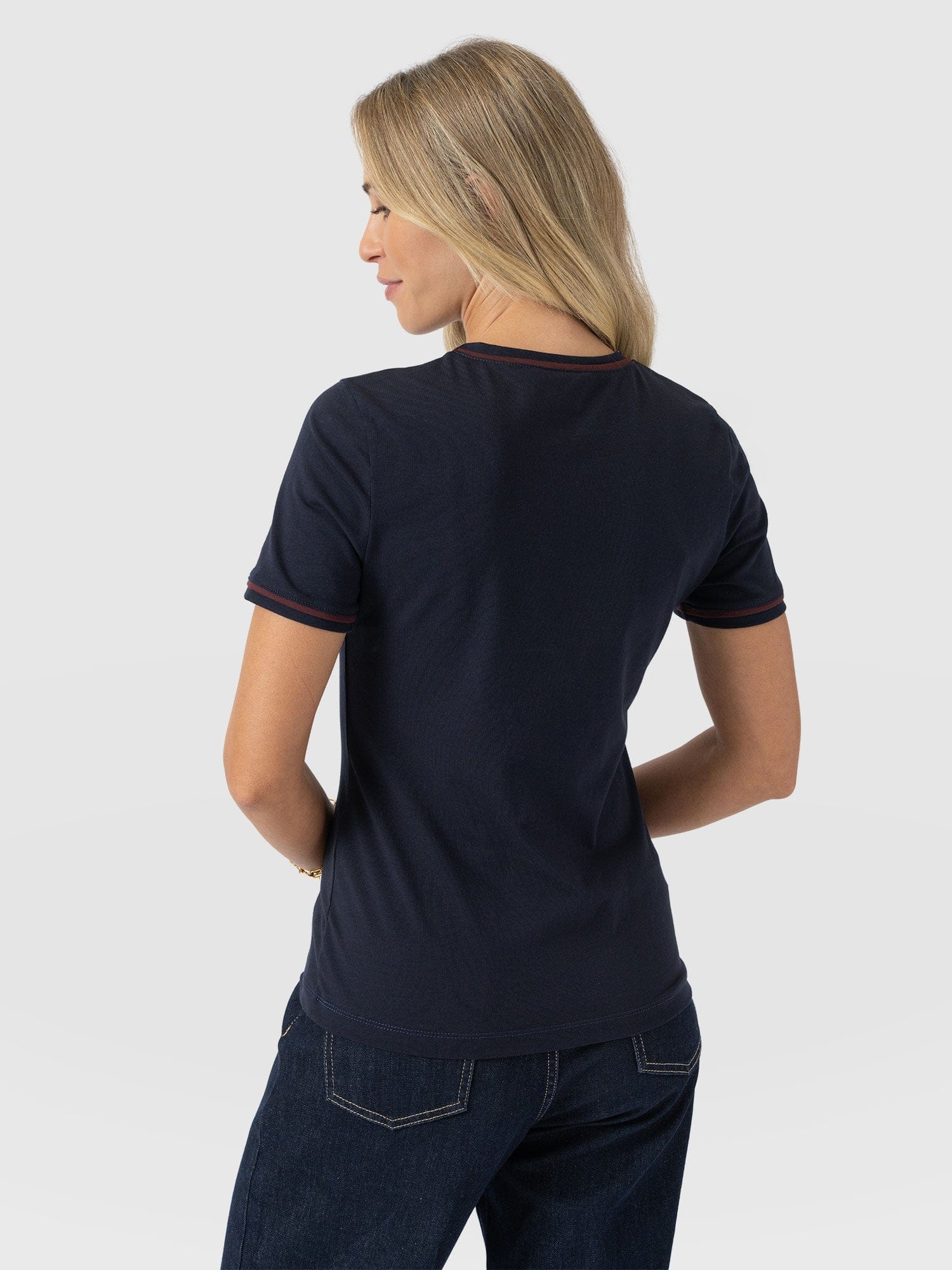 Ellen Piping Tee - Navy - Women's T-shirts | Saint + Sofia® USA