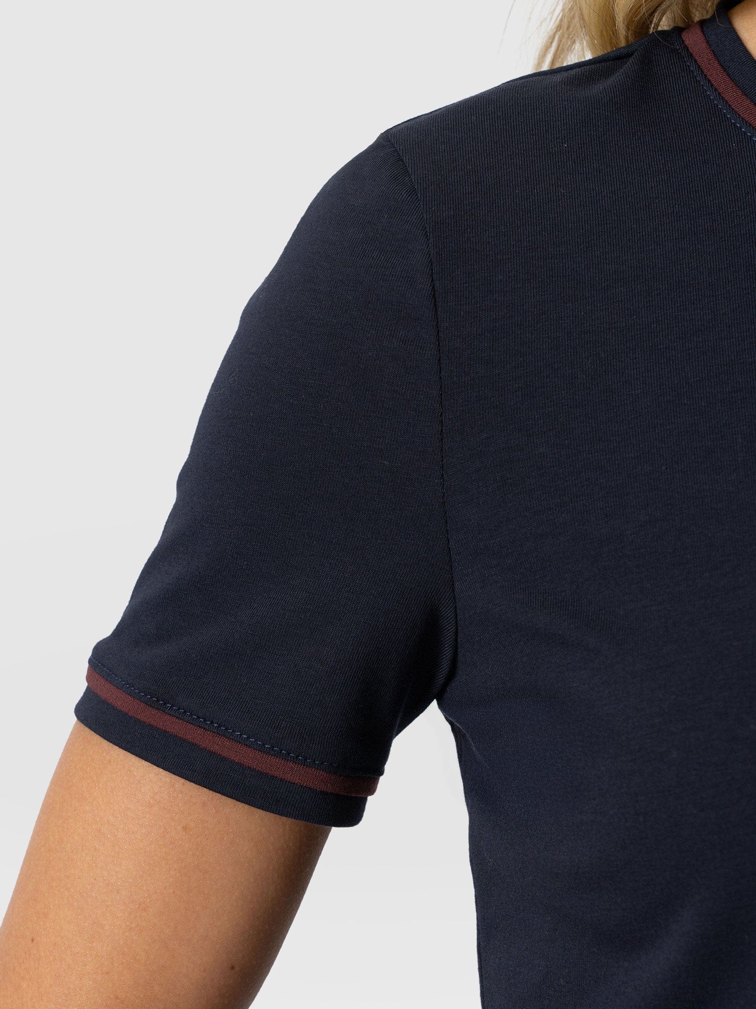 Ellen Piping Tee - Navy - Women's T-shirts | Saint + Sofia® USA