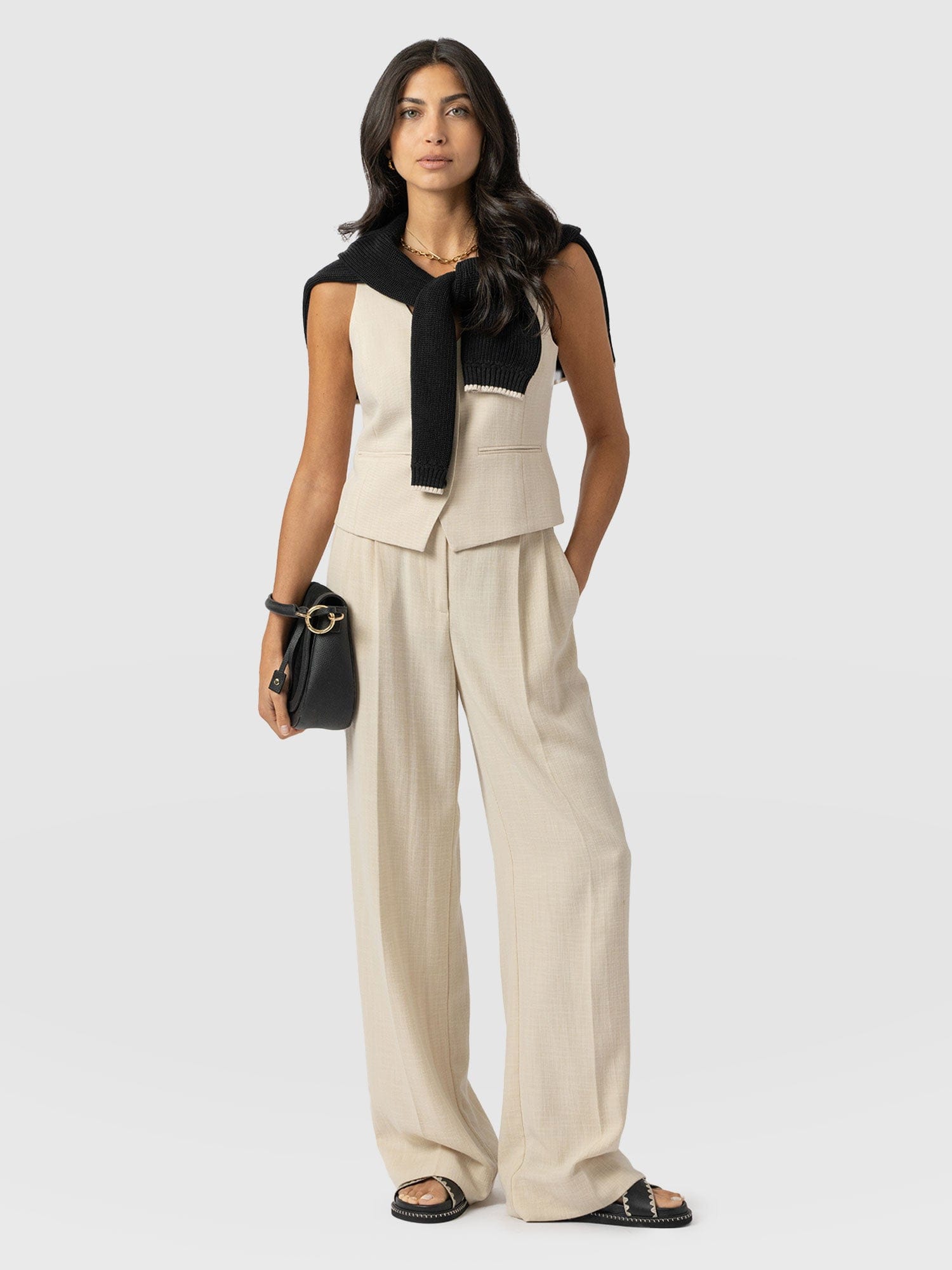 Argent Wide Leg Pant Cream - Women's Trousers | Saint + Sofia® US