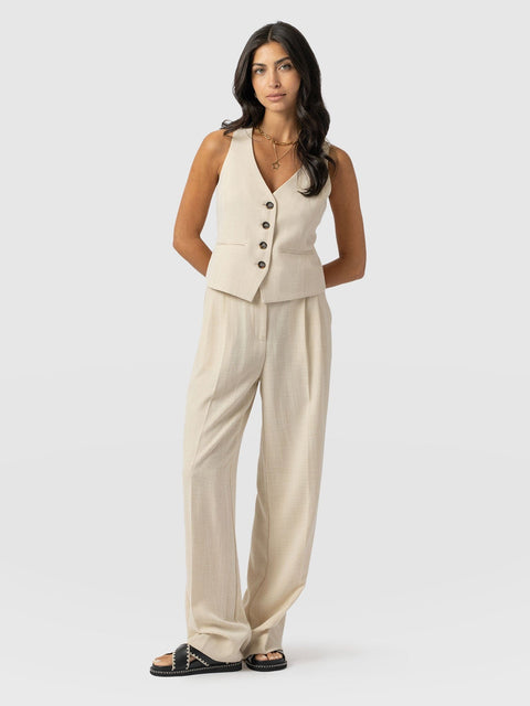 Argent Wide Leg Pant Cream - Women's Trousers | Saint + Sofia® US