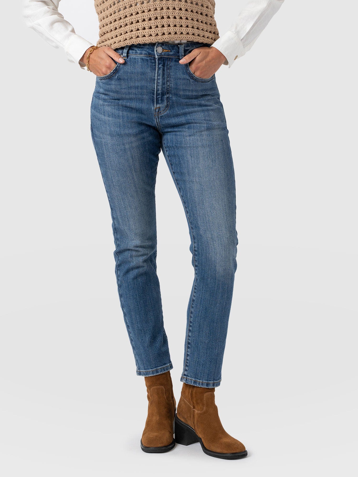 Emma Straight Leg Jeans Mid Blue - Women's Jeans | Saint + Sofia® US