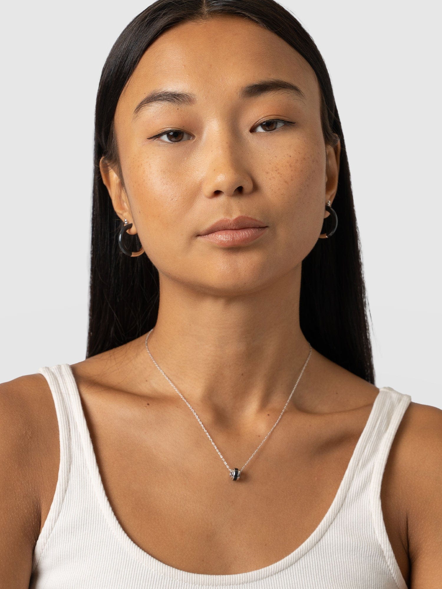 Enamel Stripe Charm Necklace Gold and Black - Women's Jewellery | Saint + Sofia® UK