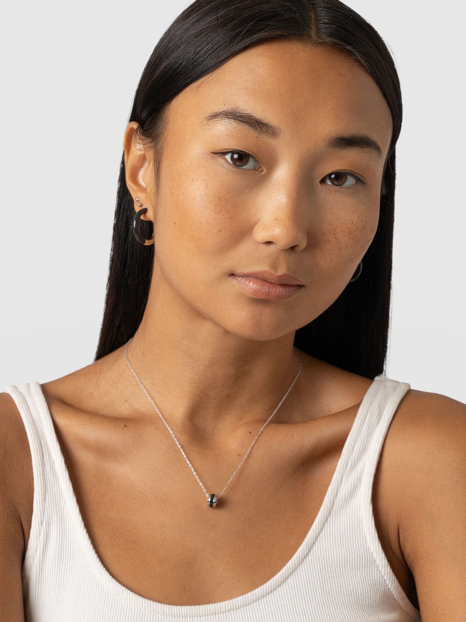 Enamel Stripe Charm Necklace Gold and Black - Women's Jewellery | Saint + Sofia® UK