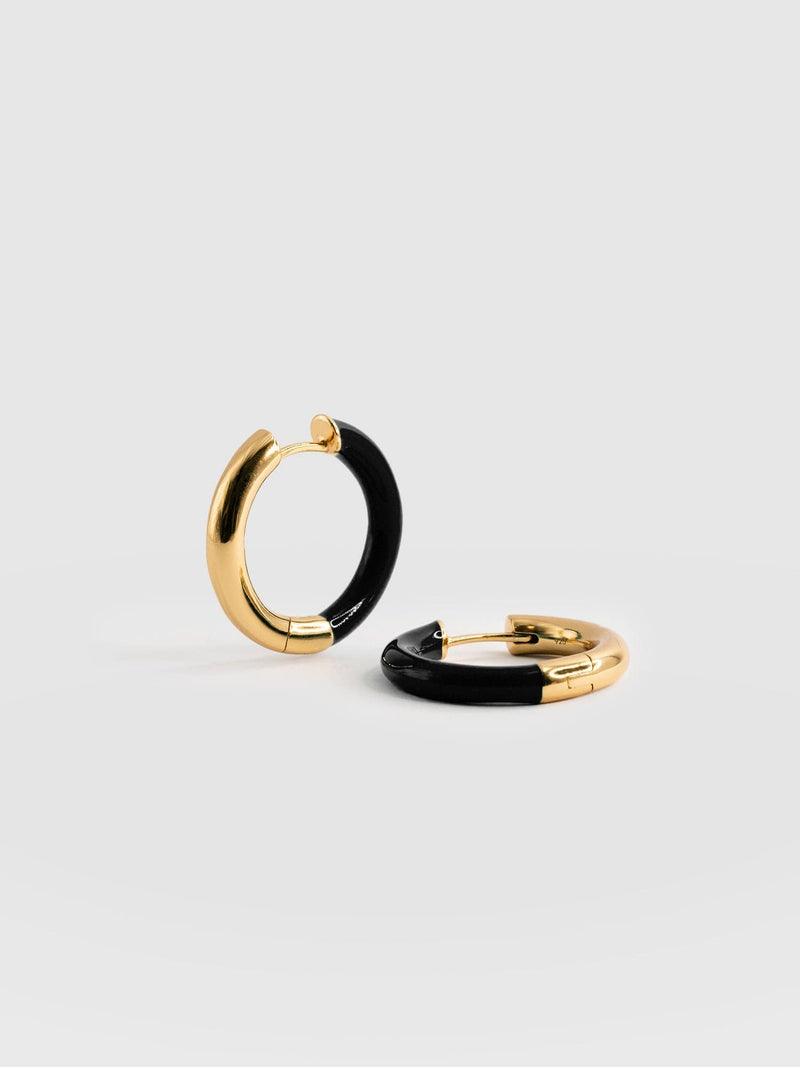 Enamel Stripe Charm Necklace Gold and Black - Women's Jewellery | Saint + Sofia® USA