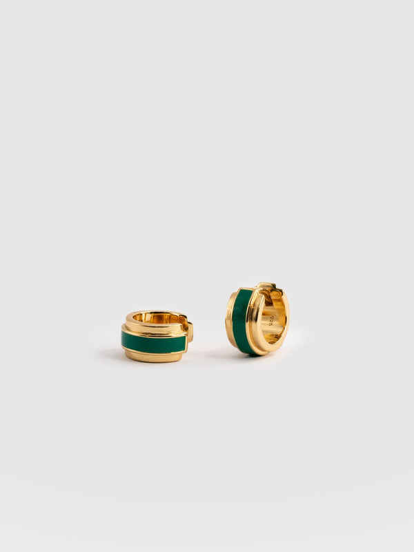 Enamel Stripe Huggie Earrings Gold - Women's Jewellery | Saint + Sofia® USA