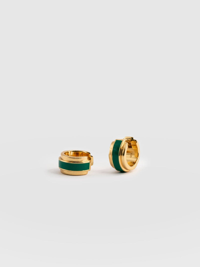 Enamel Stripe Huggie Earrings Gold - Women's Jewellery | Saint + Sofia® USA