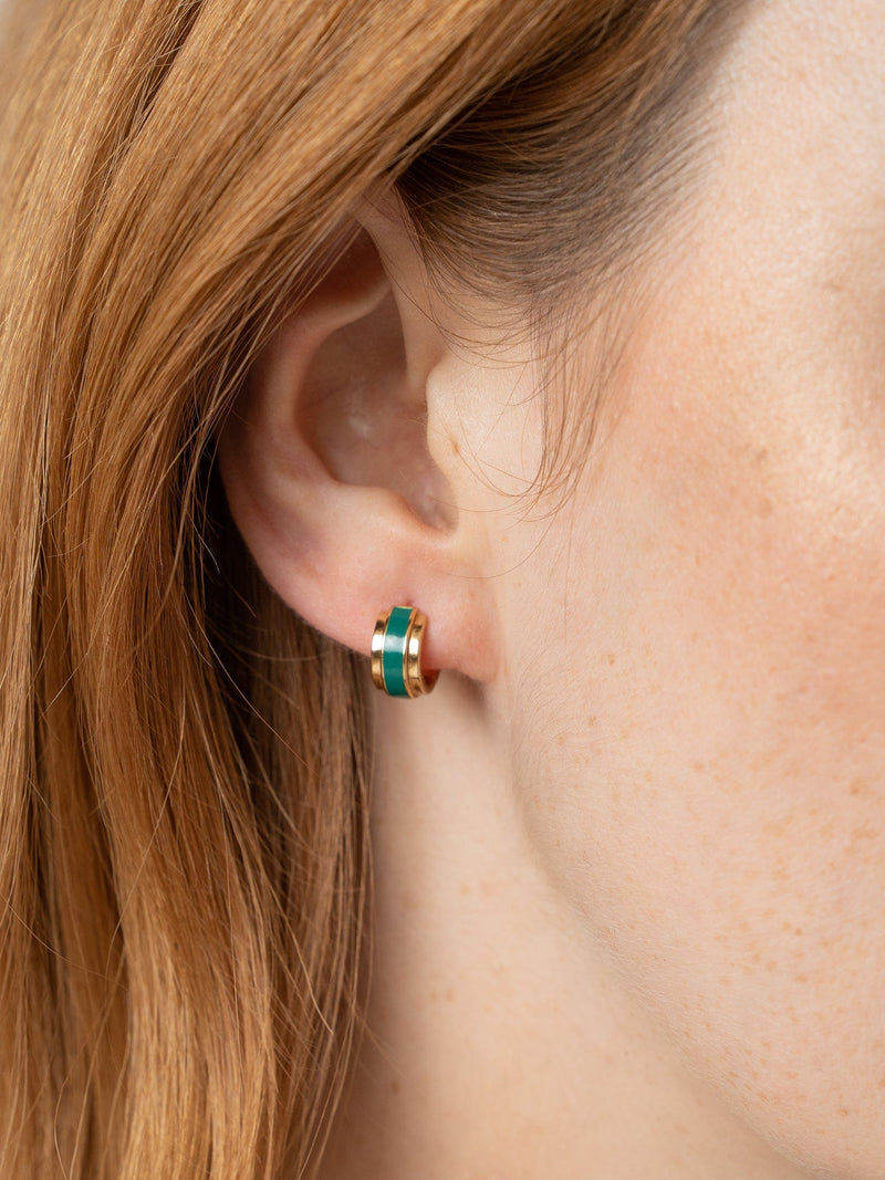 Enamel Stripe Huggie Earrings Gold - Women's Jewellery | Saint + Sofia® USA